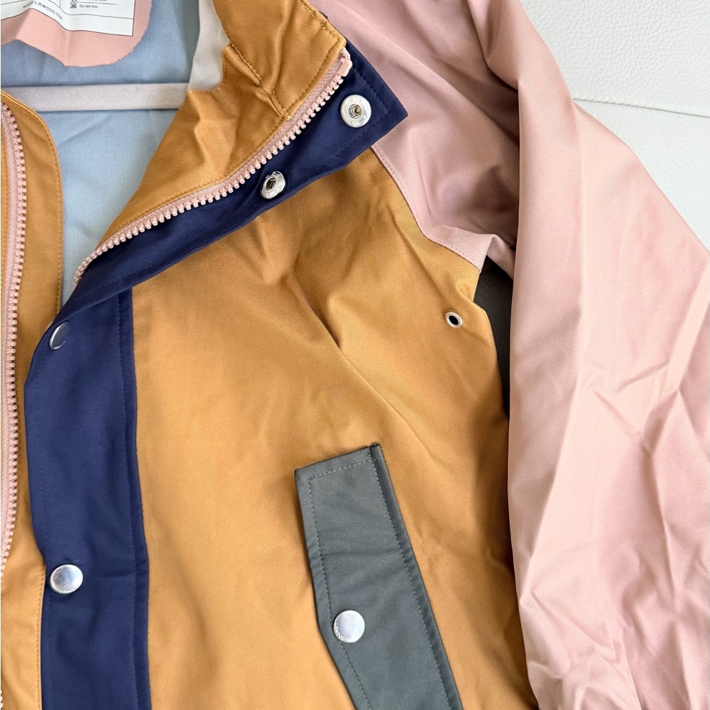 Kids Colorblock Raincoat Jacket - Pink, Mustard & Navy